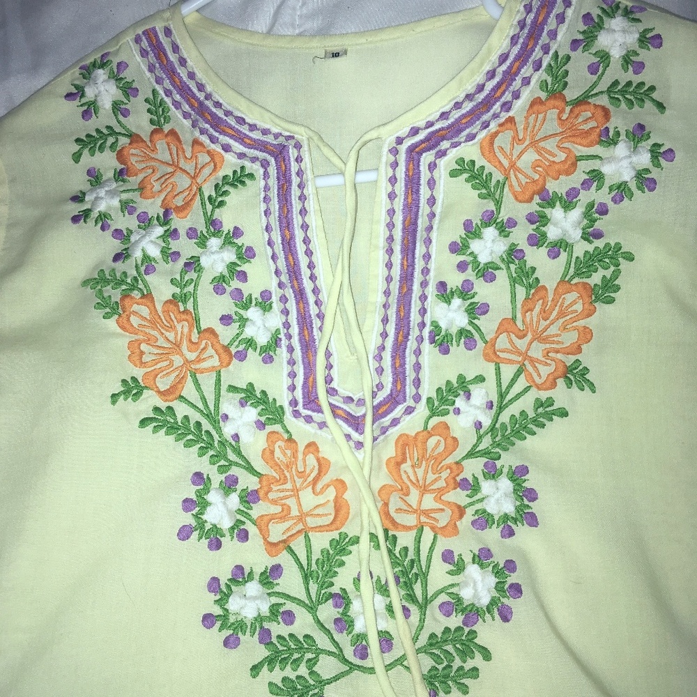 Vintage Yellow Tunic  with Floral